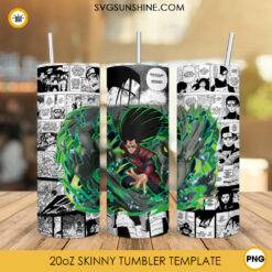 Hashirama Senju 20oz Skinny Tumbler Wrap PNG, Naruto Character Tumbler Template Design PNG