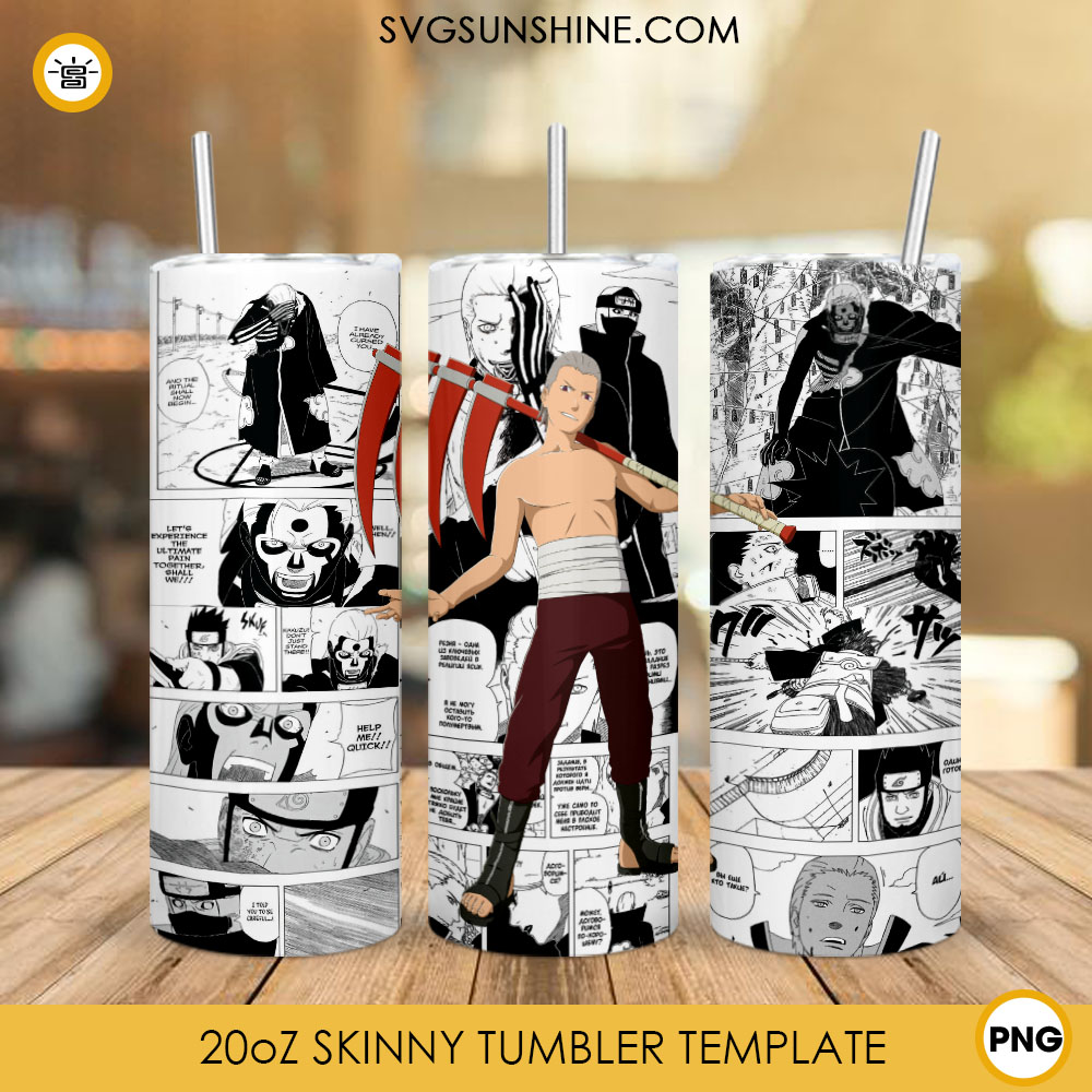 Hidan 20oz Skinny Tumbler Wrap PNG, Naruto Tumbler Template Design PNG
