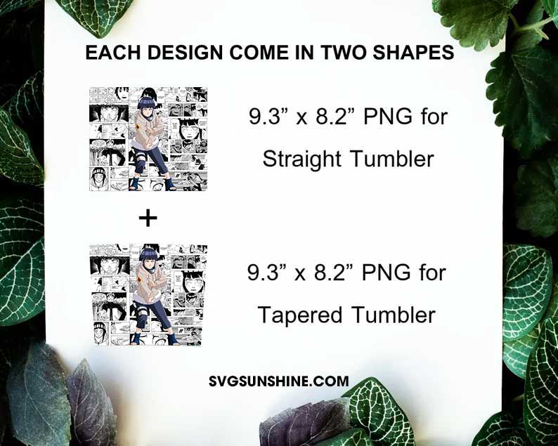 Hinata Hyuga 20oz Tumbler Wrap PNG, Kunoichi Naruto Tumbler Template PNG Design