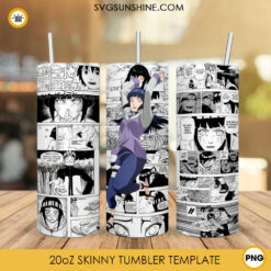 Hinata Anime 20oz Tumbler Wrap PNG, Naruto Tumbler Template PNG Design
