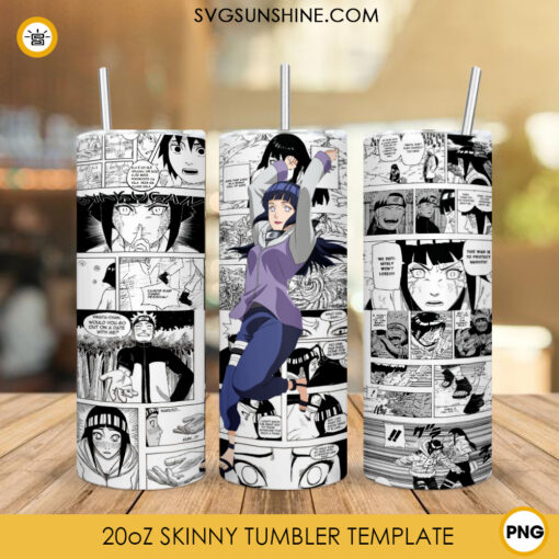 Hinata Anime 20oz Tumbler Wrap PNG, Naruto Tumbler Template PNG Design