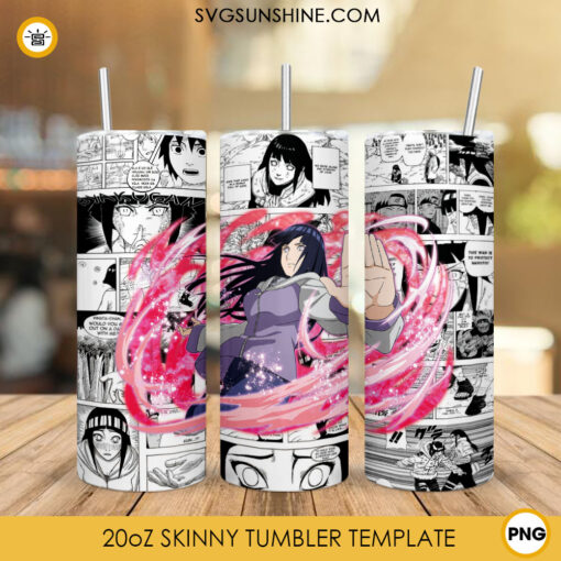 Hinata Uzumaki 20oz Tumbler Wrap PNG, Manga Anime Naruto Tumbler Template PNG Digital Download