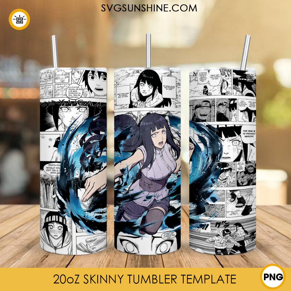 Hinata Naruto 20oz Tumbler Wrap PNG, Anime Girl Tumbler Template PNG Digital File