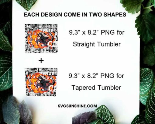 Uchiha Itachi 20oz Skinny Tumbler Wrap PNG, Naruto Anime Tumbler Template Design PNG Instant Download