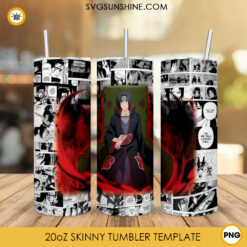 Akatsuki Itachi Uchiha 20oz Skinny Tumbler Wrap PNG, Naruto Tumbler Template Design PNG Digital Download