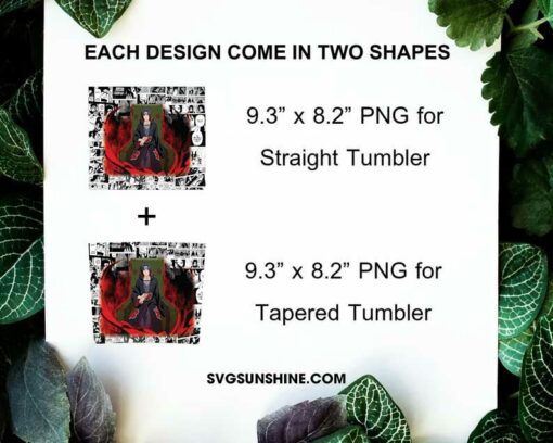 Akatsuki Itachi Uchiha 20oz Skinny Tumbler Wrap PNG, Naruto Tumbler Template Design PNG Digital Download