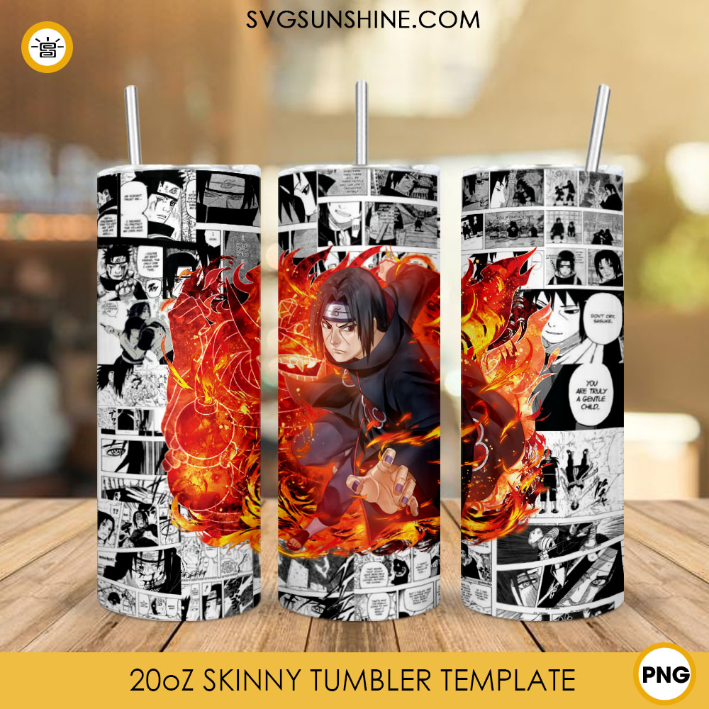 Itachi Uchiha Susanoo 20oz Skinny Tumbler Wrap PNG, Naruto Character Tumbler Template Design PNG Download