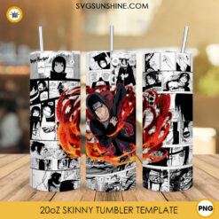 Itachi Akatsuki 20oz Skinny Tumbler Wrap PNG, Naruto Tumbler Template Design PNG