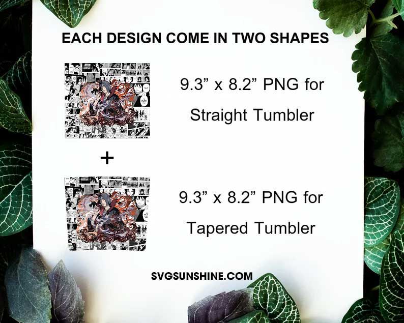 Itachi Uchiha 20oz Skinny Tumbler Wrap PNG, Naruto Character Tumbler Template Design PNG