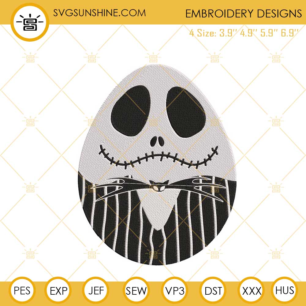 Jack Skellington Easter Egg Embroidery Designs, Nightmare Before Christmas Easter Embroidery Files