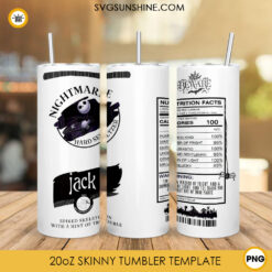 Jack Skellington Hard Seltzer Nutrition Facts 20oz Skinny Tumbler PNG, The Nightmare Before Christmas Tumbler Wrap Template PNG Design