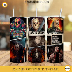 Jason Voorhees 20oz Skinny Tumbler Wrap PNG, Friday The 13th Tumbler Template PNG