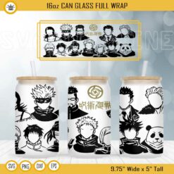 Jujutsu Kaisen 16oz Libbey Can Glass Wrap SVG, Anime Cup Wrap SVG PNG DXF EPS Instant Download