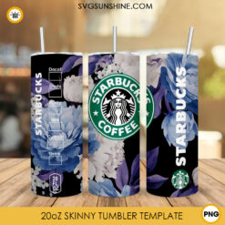 Lavender Flower Starbucks 20oz Skinny Tumbler Wrap Template PNG Print Design