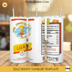 Lisa Simpson Nutrition Facts 20oz Skinny Tumbler Wrap PNG, Simpson Family Straight And Tapered Tumbler Template PNG