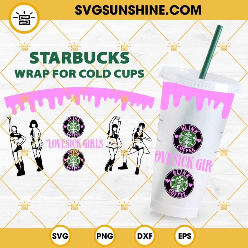 Lovesick Girls Starbucks Wrap Svg, 24oz Venti Full Wrap Svg, Blackpink 