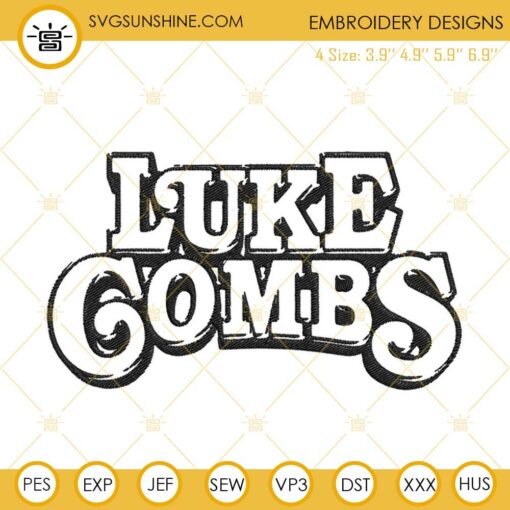 Luke Combs Embroidery Designs, American Country Music Singer Embroidery Files