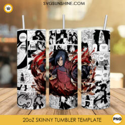 Madara Uchiha 20oz Skinny Tumbler Wrap PNG, Naruto Tumbler Template Design PNG