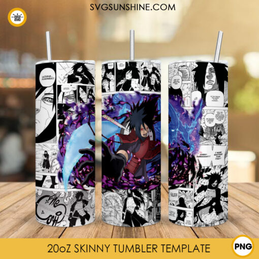 Madara Uchiha Susanoo 20oz Skinny Tumbler Wrap PNG, Naruto Anime Character Tumbler Template PNG Sublimation