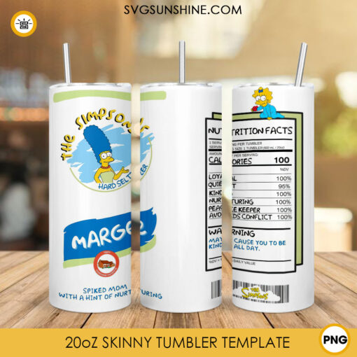 Marge Simpson Nutrition Facts 20oz Skinny Tumbler Wrap PNG, The Simpsons Straight And Tapered Tumbler Template PNG