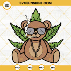 Marijuana Gangsta Bear SVG, Stoner Smoking Weed SVG, Funny 420 SVG, Cannabis Joint SVG PNG DXF EPS Download