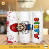 Mario Middle Finger 20oz Skinny Tumbler Wrap PNG, Funny Super Mario Tumbler Template PNG