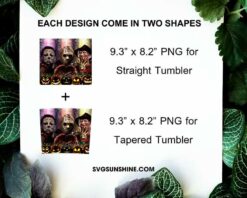 Michael Myers Jason Freddy 20oz Skinny Tumbler Wrap PNG, Horror Characters Tumbler Template PNG Design