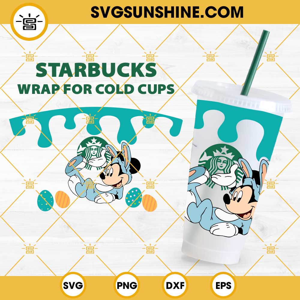Mickey Easter Bunny Starbucks Wrap SVG, Disney Easter Starbucks SVG, Venti Cold Cup Full Wrap SVG PNG DXF EPS