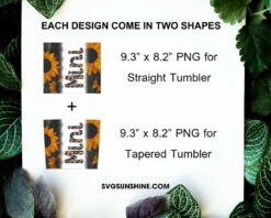 Mini Sunflowers 20oz Skinny Tumbler Wrap PNG, Mom Life Straight And Tapered Tumbler Template PNG