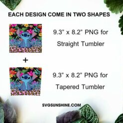 Stitch Ohana Leopard 20oz Skinny Tumbler Wrap PNG, Disney Lilo And Stitch Tumbler Template PNG Sublimation
