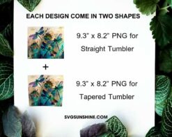 Watercolor Dragonfly 20oz Skinny Tumbler Wrap PNG, Spring Time Straight And Tapered Tumbler Template PNG Design