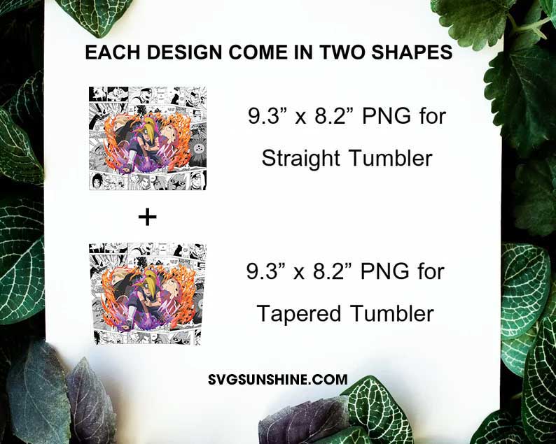 Deidara Ninja Blazing 20oz Tumbler Template PNG, Naruto Skinny Tumbler Wrap Design PNG