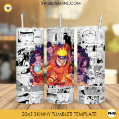 Kakashi Naruto Shippuden 20oz Skinny Tumbler Wrap PNG, Anime Naruto Tumbler Template PNG