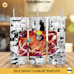 Naruto Uzumaki 20oz Skinny Tumbler Wrap PNG, Anime Naruto Tumbler Template PNG