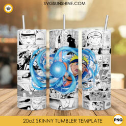 Shippuden Naruto Uzumaki Rasengan 20oz Skinny Tumbler Wrap PNG, Naruto Anime Character Tumbler Template PNG Sublimation Design
