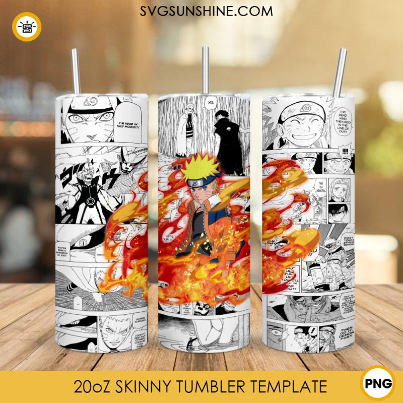 Uzumaki Naruto 20oz Skinny Tumbler Wrap PNG, Naruto Character Tumbler