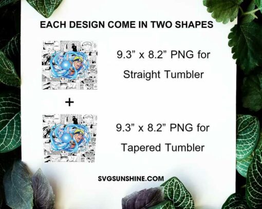 Shippuden Naruto Uzumaki Rasengan 20oz Skinny Tumbler Wrap PNG, Naruto Anime Character Tumbler Template PNG Sublimation Design