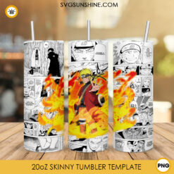 Naruto Senjutsu 20oz Skinny Tumbler Wrap PNG, Naruto Shippuden Tumbler Template PNG