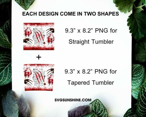 One Two Freddy's Coming For You 20oz Skinny Tumbler Wrap PNG, Freddy Krueger Tumbler Template PNG For Sublimation