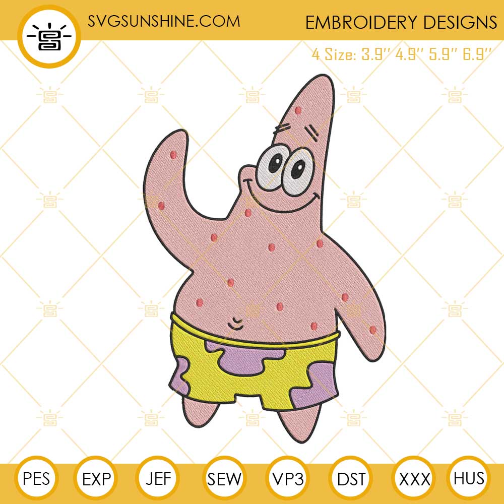 Patrick Star Embroidery Designs, SpongeBob SquarePants Embroidery Files