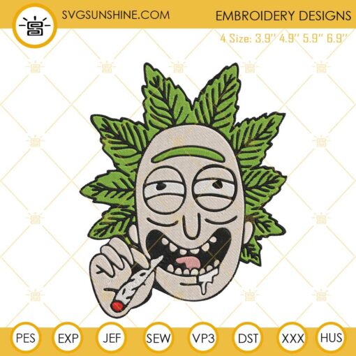 Rick Smoking Weed Embroidery Designs, Rick And Morty Cannabis Embroidery Files