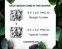 Rock Lee 20oz Skinny Tumbler Wrap PNG, Naruto Anime Character Tumbler Template PNG Design