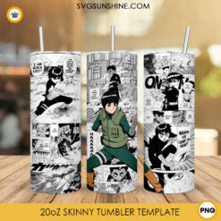 Rock Lee 20oz Skinny Tumbler Wrap PNG, Naruto Anime Character Tumbler Template PNG Design