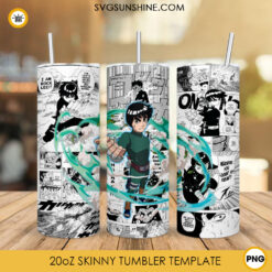 Naruto Anime Rock Lee 20oz Skinny Tumbler Wrap PNG Sublimation Design