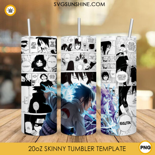 Sasuke Uchiha Susanoo 20oz Skinny Tumbler Wrap PNG, Naruto Character Tumbler Template Sublimation Design PNG