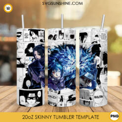 Sasuke Uchiha Naruto Shippuden 20oz Skinny Tumbler Wrap PNG, Anime Character Tumbler Template Design PNG