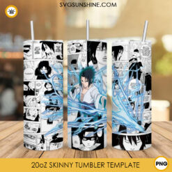 Sasuke Uchiha Hebi 20oz Skinny Tumbler Template PNG, Naruto Tumbler Wrap PNG Digital Download