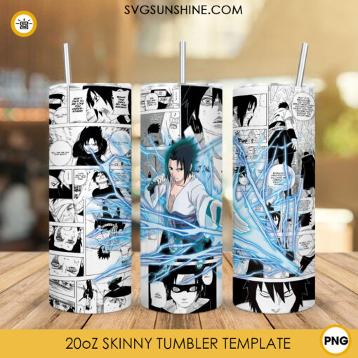 Sasuke Uchiha Hebi 20oz Skinny Tumbler Template PNG, Naruto Tumbler Wrap PNG Digital Download