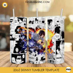 Sasuke Uchiha Naruto 20oz Skinny Tumbler Wrap PNG, Anime Tumbler Template PNG Sublimation Designs
