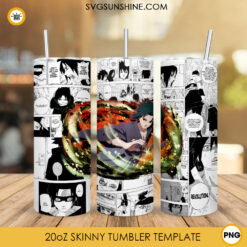 Sasuke Uchiha Samurai 20oz Skinny Tumbler Wrap PNG, Anime Naruto Shippuden Tumbler Template PNG Designs